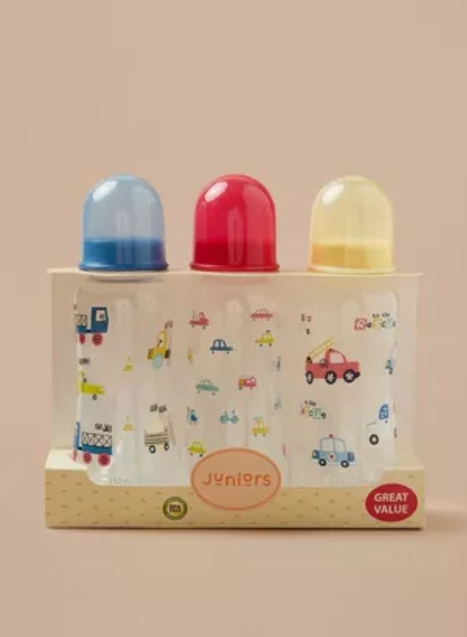 JUNIORS Printed Feeding Bottle Set 3-Piece 250 ML